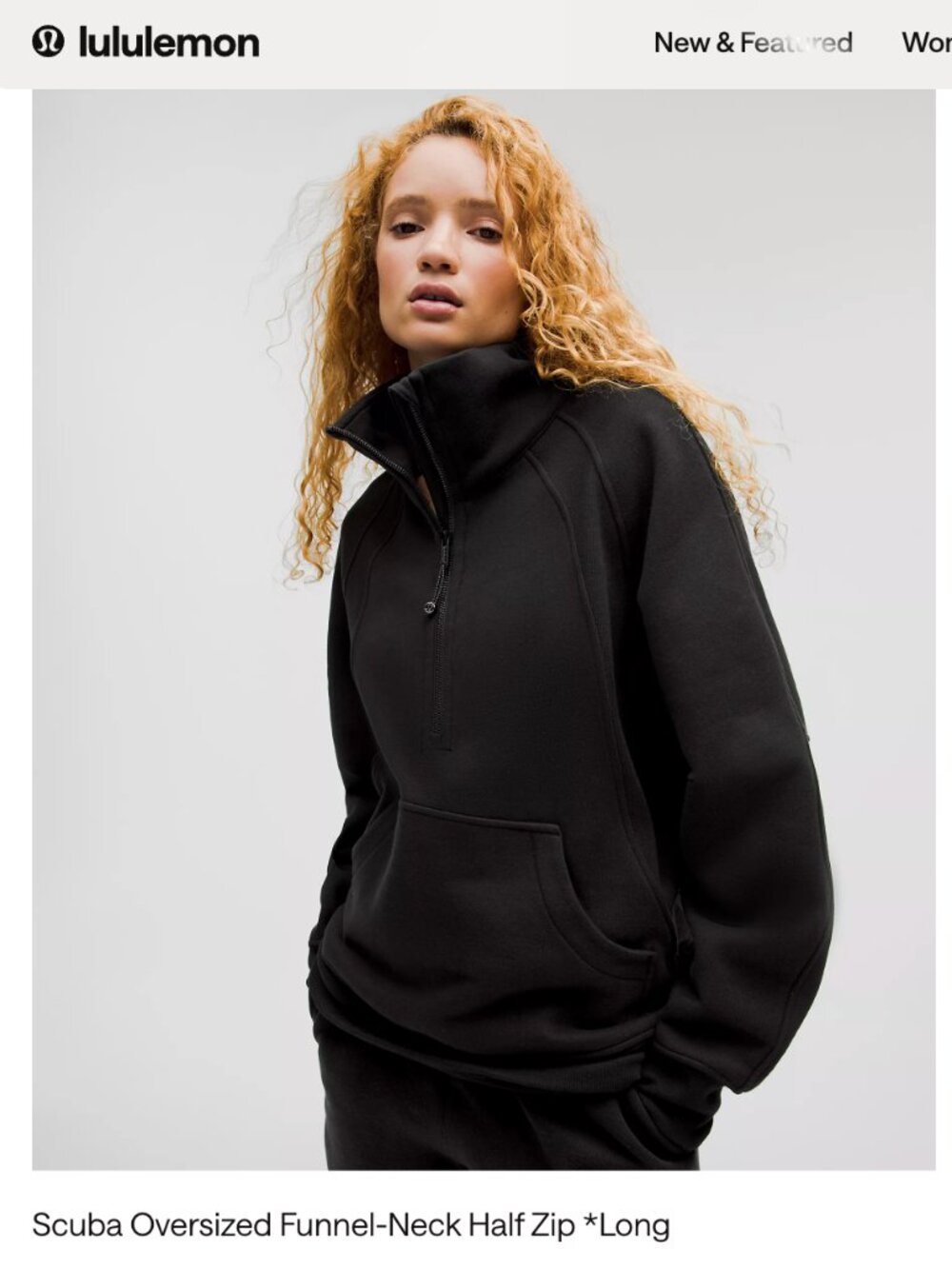 Lululemon Scuba Oversized Funnel-Neck Half Zip Long | Black | Size XS
